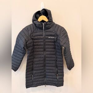 Columbia Girls Medium Hooded Puffer Jacket Black Lightweight Insulated Coat